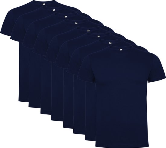 8 Pack Roly Dogo Premium Heren T-Shirt 100% katoen Ronde hals, Donker Blauw Maat M