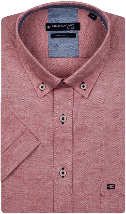 Giordano casual overhemd korte mouw rood