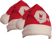 Baby kerstmuts - 2x st - rood met kerstman - polyester - voor baby/peuter 12-24 maanden