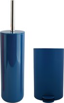 MSV Toiletborstel in houder 38 cm/pedaalemmer 3L set Moods - Kunststof/metaal - blauw
