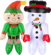 Decoratie figuren opblaasbaar -2x st -kerstelf en sneeuwpop-65 cm - opblaas figuur