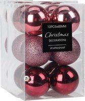 Christmas Decoration kerstballen 24x -6 cm-kunststof -roze