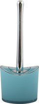 MSV Toiletborstel in houder/wc-borstel Aveiro - PS kunststof/rvs - lichtblauw/zilver - 37 x 14 cm