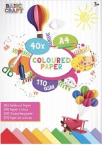 Papier coloré | Format A4 | 40 feuilles | 110 grammes | 10 couleurs différentes | Papier Loisir | créatif pour les enfants