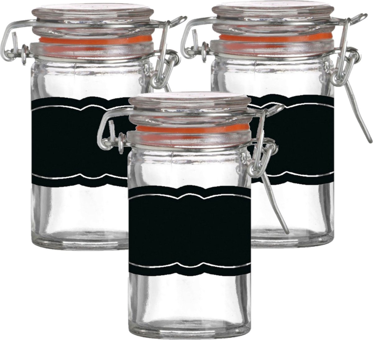 Weckpotje/inmaakpotje - 6x - 70 ml - glas - met beugelsluiting - incl. etiketten
