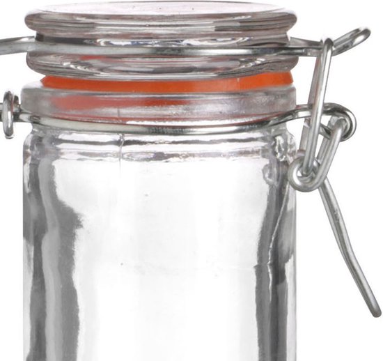 Pot/pot de conservation Weck - 10x - 70 ml - verre - avec fermeture à clip - avec étiquettes