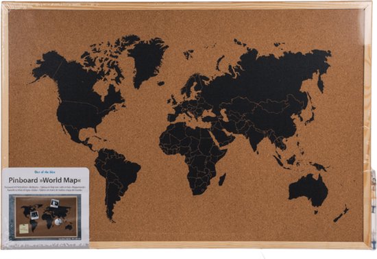 Kurk prikbord - wereldkaart - 300 x 160 cm - inclusief montagelijm