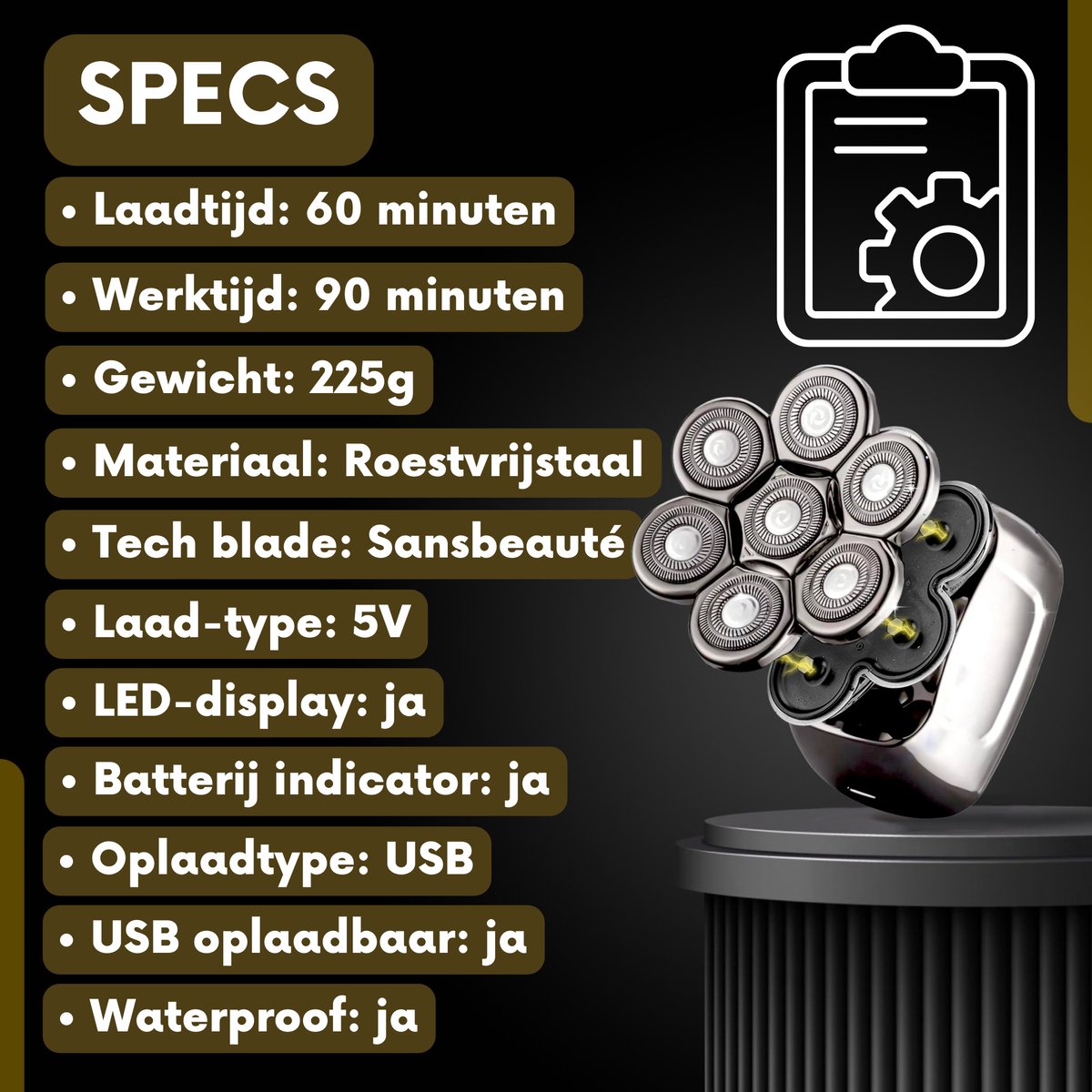 Sansbeauté Skull Sharp PRO 6-in-1 Scheerapparaat met Extra - afbeelding 2