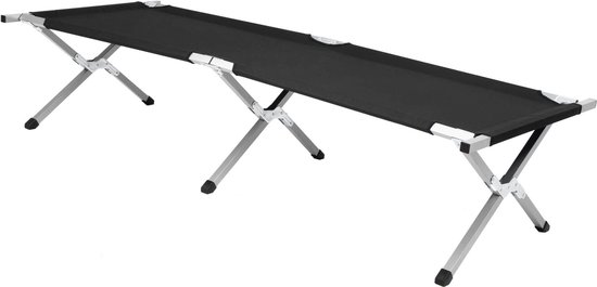 Springos Kampeerbed - Stretcher - Zwart - Tot 150 KG - 190,5 CM van Springos — afbeelding 3