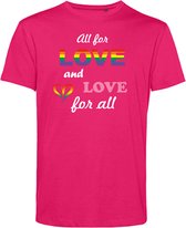 T-shirt Love For All | Gay pride shirt kleding | Regenboog kleuren | LGBTQ | Roze | maat XXL