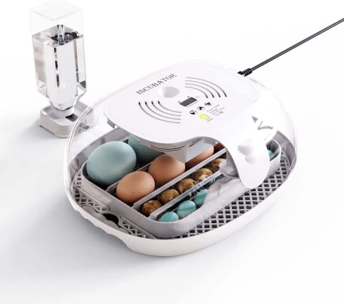 Broedmachine - 16 eieren - met geïntegreerde schouwlamp - inclusief waterfles - automatisch keersysteem - Nederlandse handleiding - Merkloos