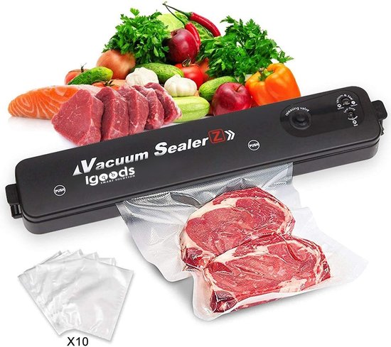 Igoods Vacumeermachine - Vacuum machine - Zelf Voedsel Verpakken - Inclusief 10 Vacumeerzakken - 90W
