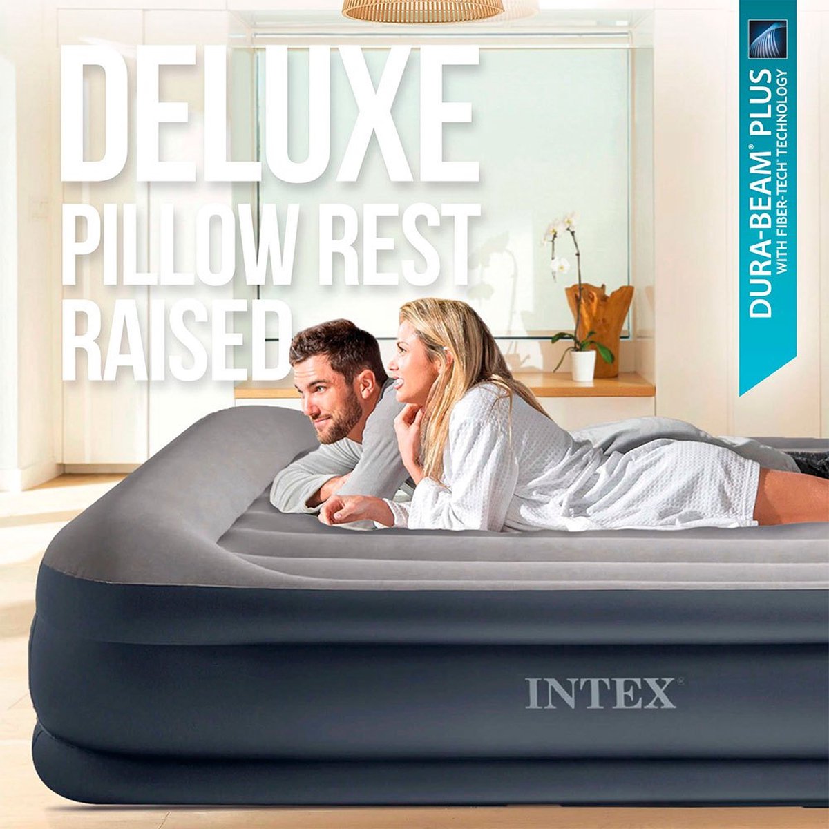 Matelas gonflable surélevé Intex Deluxe Pillow Rest - 2 personnes -  203x152x42 cm | bol.com