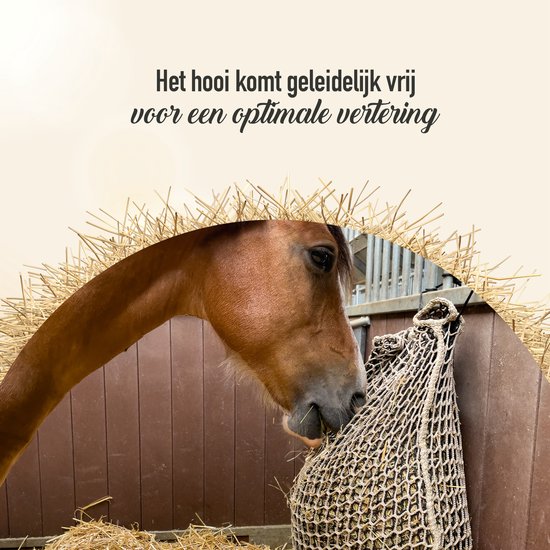 Hay Slowfeeder – Hooi Slowfeeder voor pony’s – Dubbel-net – 5 kg hooi-capaciteit – Tegen stalverveling – Bevordert gezondheid – Meer dan 1000 kg trekkracht/trekvastheid – 75x75 cm - Holland Animal Care