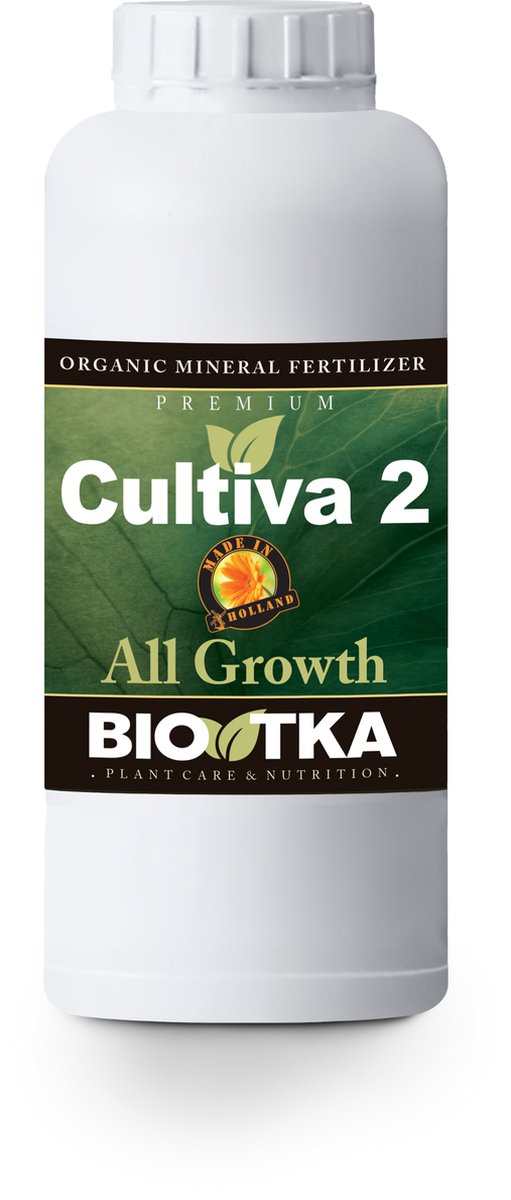 BioTka CULTIVA 2 ALL GROWTH 1 Ltr. - Groeivoeding - groei - plantvoeding - biologische plantvoeding - bio supplement - hydro plantvoeding - plantvoeding aarde - kokosvoeding - kokos voeding - coco - organische plantenvoeding - organisch