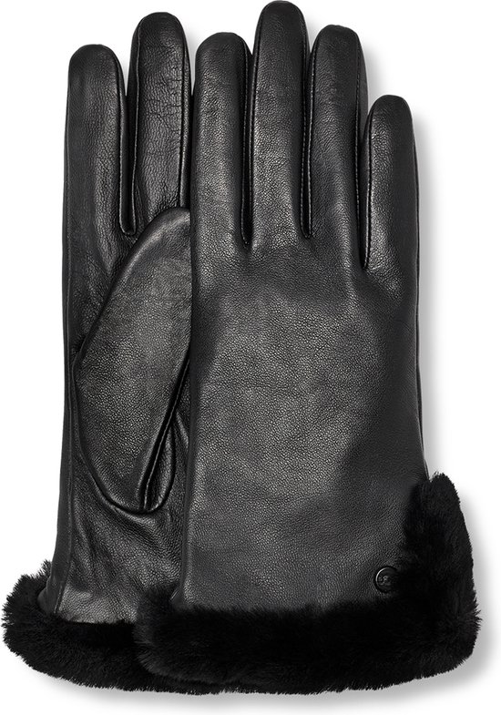 UGG W Leather Sheepskin Vent Glove Dames Handschoenen - Zwart - Maat S