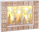 BRUBAKER Herbruikbare houten Adventskalender om te vullen - Vliegende kerstman met LED-verlichting - Doe-het-zelf-kalender 35,5 x 6 x 27 cm