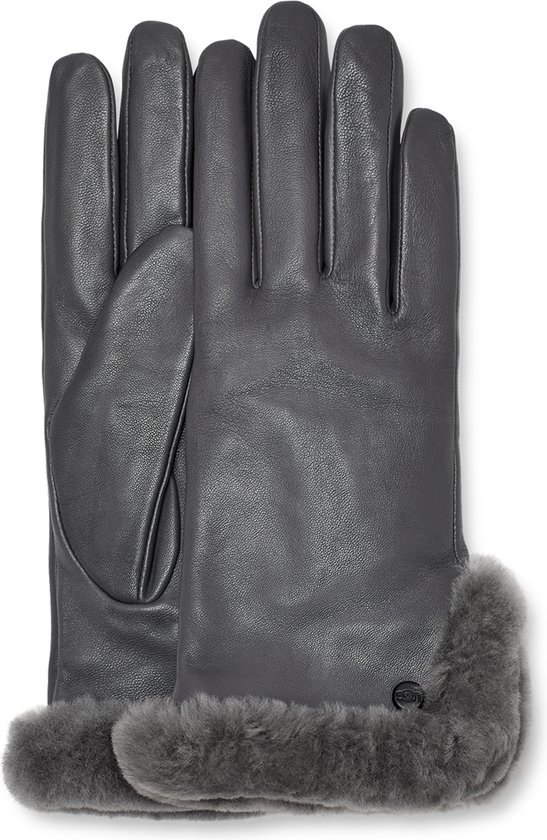 UGG W Leather Sheepskin Vent Glove Dames Handschoenen - Grijs - Maat S
