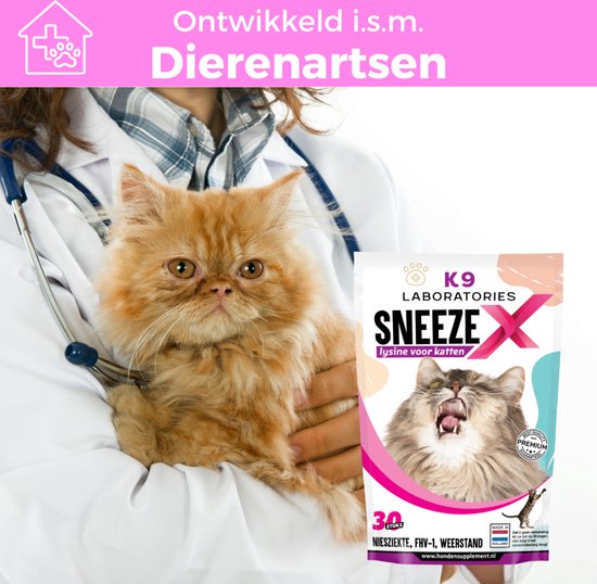 Sneeze X - Voor katten - Met niesziekte - FHV-1 - Bevat L-lysine - Set van 2 - K9 laboratories