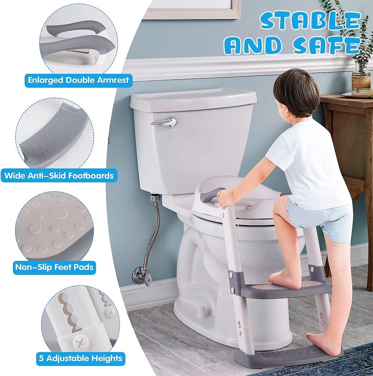 Handyworld - Réducteur de toilette avec escalier - Pliable