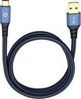 Oehlbach USB Plus C3 USB 3.2 Gen 1 (USB 3.0) [1x USB 3.2 Gen 1 mâle A (USB 3.0) - 1x USB-C mâle] 3.00 m Blauw Ver