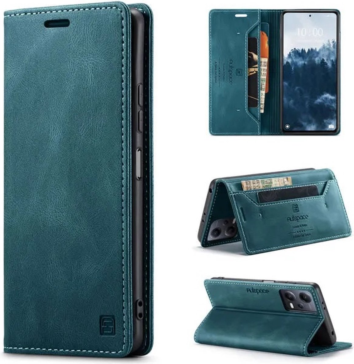 Luxe Flip Case met RFID Bescherming Kaarthouder en Magneetsluiting voor Redmi Note 12 5G / POCO X5 _ Blauw