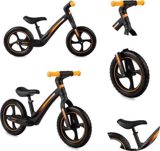 MoMi Mizo Loopfiets - Lichtgewicht Balance Bike - geschikt vanaf 3 jaar - Zwart
