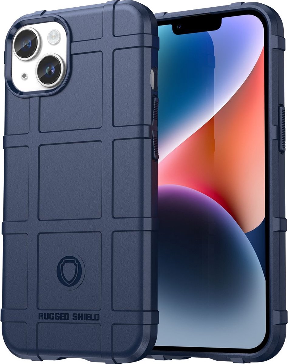 Mobigear Hoesje geschikt voor Apple iPhone 15 Plus Telefoonhoesje Flexibel TPU | Mobigear Rugged Shield Backcover Shockproof | Schokbestendig iPhone 15 Plus Telefoonhoesje | Anti Shock Proof - Blauw