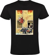 Brandweer redt knappe vrouw Heren T-shirt - brand - vuur - oma - redden - humor - knap - grappig