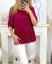 Beeldige bordeaux plissé blouse - one size (36-40)