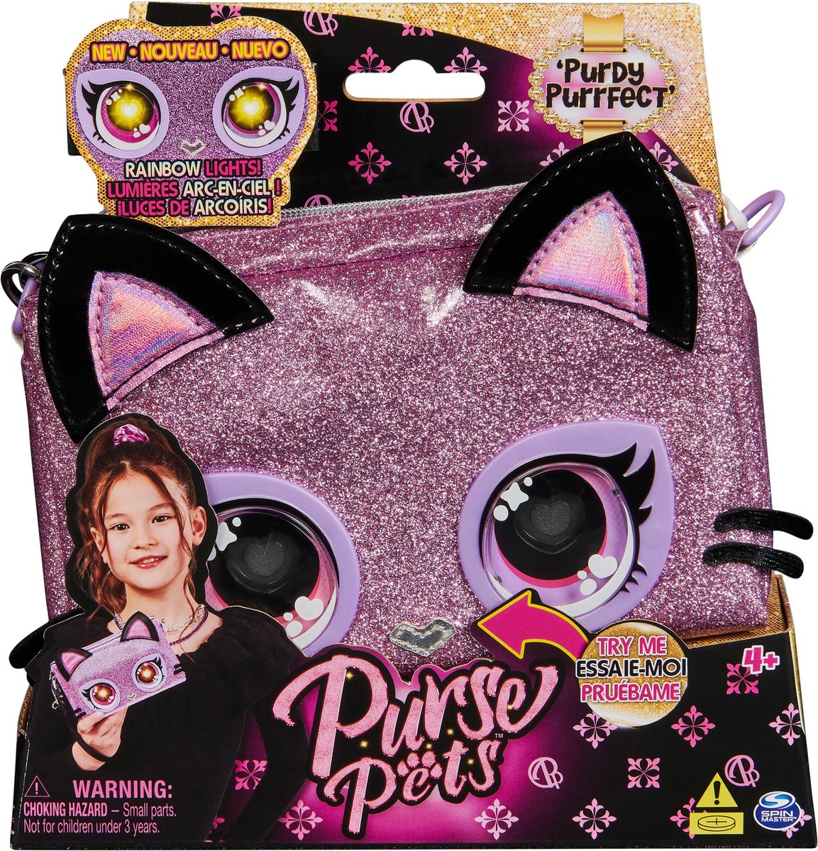 Purse Pets - Wristlet Bag - Kitty - Interactieve Tas & Knuffel met verlichte regenboogogen