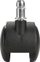 Rootz Set van 5 premium zwarte bureaustoelwielen - soepel lopende harde vloer - 11 mm pen - 50 mm diameter - zwenkwielen voor harde vloeren