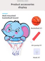 Basketbal set olifant - basketring met olifant hoofdbord - inclusief bal pomp en ophangsysteem - basketballen door het hele huis - compact op te ruimen - basketbal kind