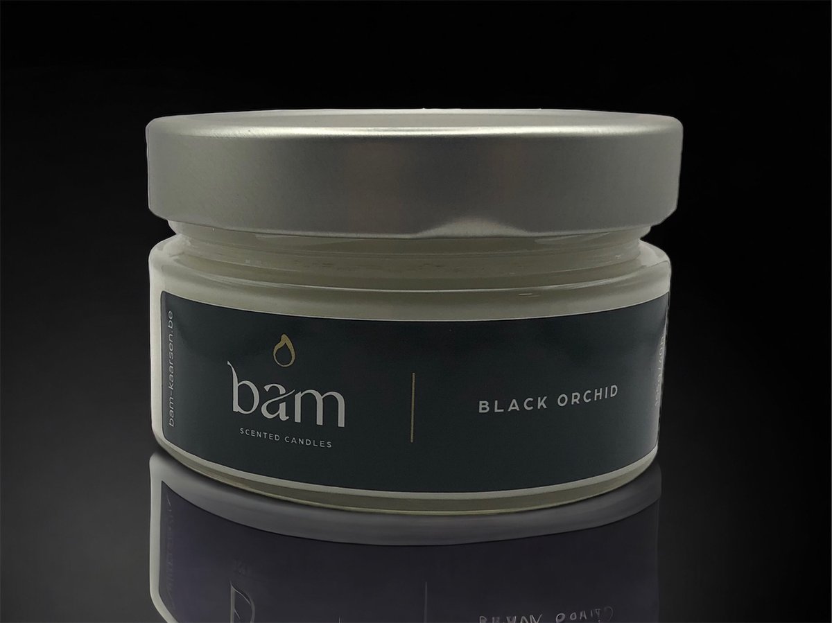 Bam kaarsen - geurkaars zwarte orchidee - 35 branduren - op basis van zonnebloemwas - cadeau - vegan - black orchid doorschijnend