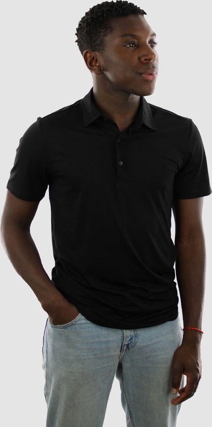Vercate - Heren Polo Korte Mouw - Strijkvrij Poloshirt - Zwart - Slim Fit - Tencel - Maat M