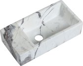 Fontaine Mia 40,5x20x10,5cm aspect marbre blanc veiné gris gauche sans trou pour robinetterie