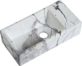 Fontaine Mia 40,5x20x10,5cm aspect marbre blanc veiné gris à droite sans trou pour robinetterie