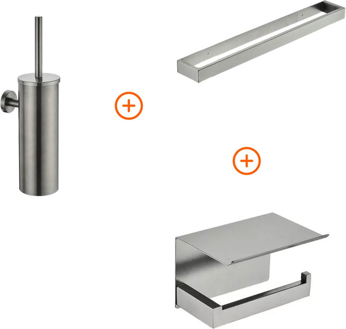 Toilet accessoires set Gun metal design met beugel