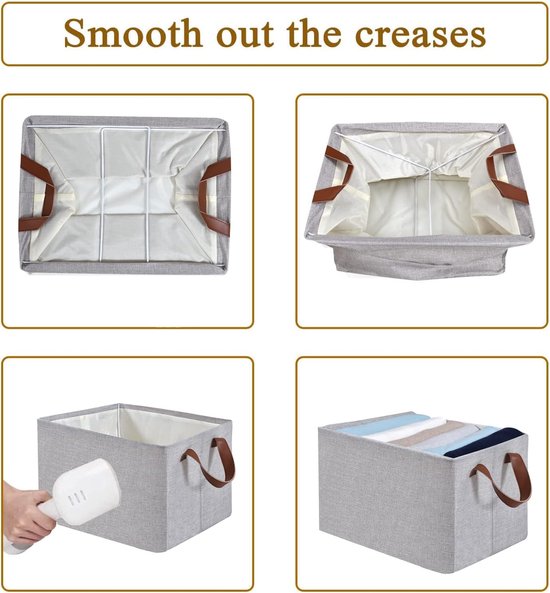 Opbergmand X-Frame Opvouwbare wasmand met lederen