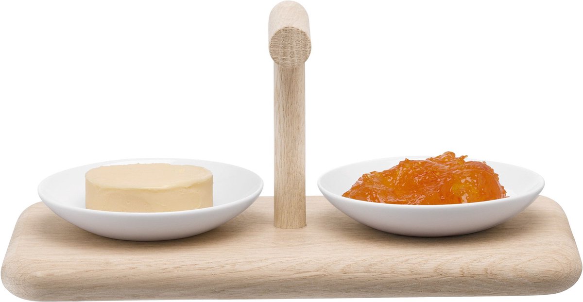 L.S.A. - Dine Serveerplank met 2 Schalen Laag - Porselein - Wit