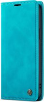 Casemania Hoesje Geschikt voor Samsung Galaxy S23 Plus Azure Blue - Portemonnee Book Case