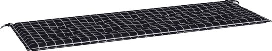 vidaXL - Tuinbankkussen - ruitpatroon - 150x50x3 - cm - oxford - stof - zwart
