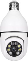 DrPhone SECUR2 Wifi Gloeilamp Camera - Beveiliging Draadloze camera - 200W LED - E27 Bulb IP Lamp – 1080P – 2MP – PT modus – Nachtzicht – Tweeweg spraak & Bewegingsdetectie - Wit
