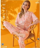 Dames Pyjama Set Leilani / 100% Katoen / Blouse & Broek / maat XL