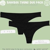 Bamboe Dames String | 2 Stuks | zwart | Maat L | Duurzaam, Stretchy en Superzacht!