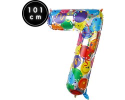 Fienosa Cijfer Ballonnen nummer 7 - Confetti patroon - 101 cm - XL Groot - Helium Ballon- Verjaardag Ballon - Carnaval Ballon - Leeftijd verjaardag - Verjaardagsballon - Verjaardag