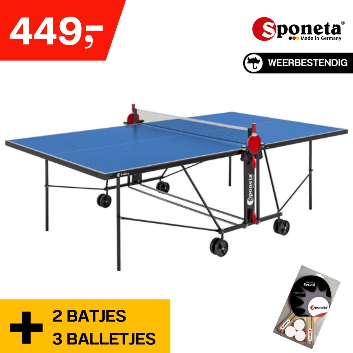 Lot de table de ping-pong Sponeta® S1-43e - Comprenant raquettes + housse +  balles -... | bol