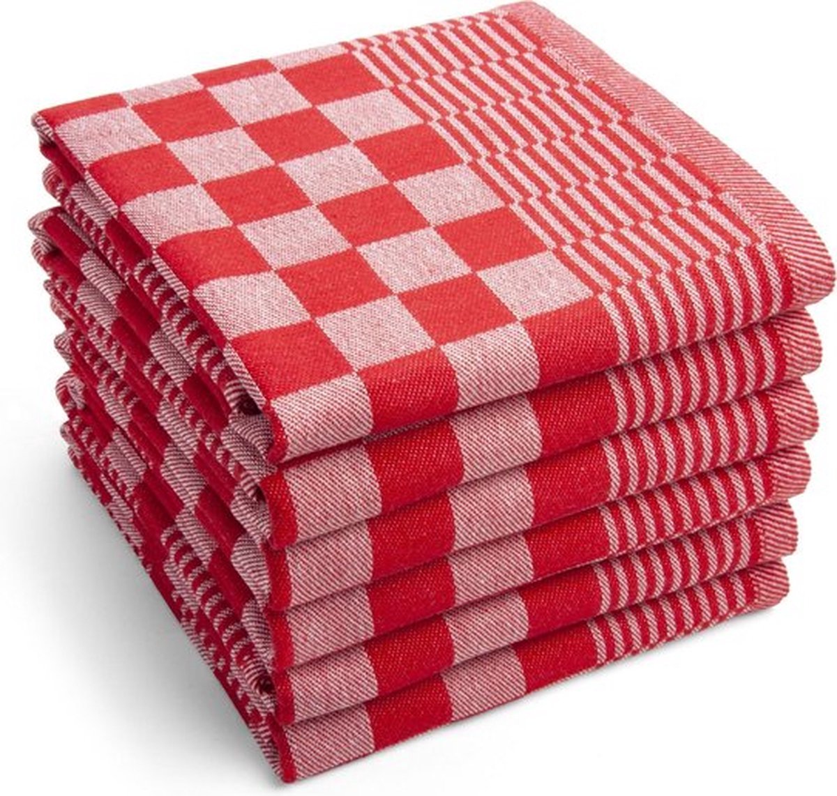 Star Towels® - Premium Theedoekenset Blok Rood - 65x65 – 6 stuks - Geblokt - Blokdoeken - 100% katoen - Horeca Theedoeken – vaatdoek – theedoek geruit