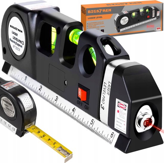 Ariko Laserwaterpas met Meetlint 250cm - 15 Meter Laser - 45 Graden hoek - incl batterijen - Ariko