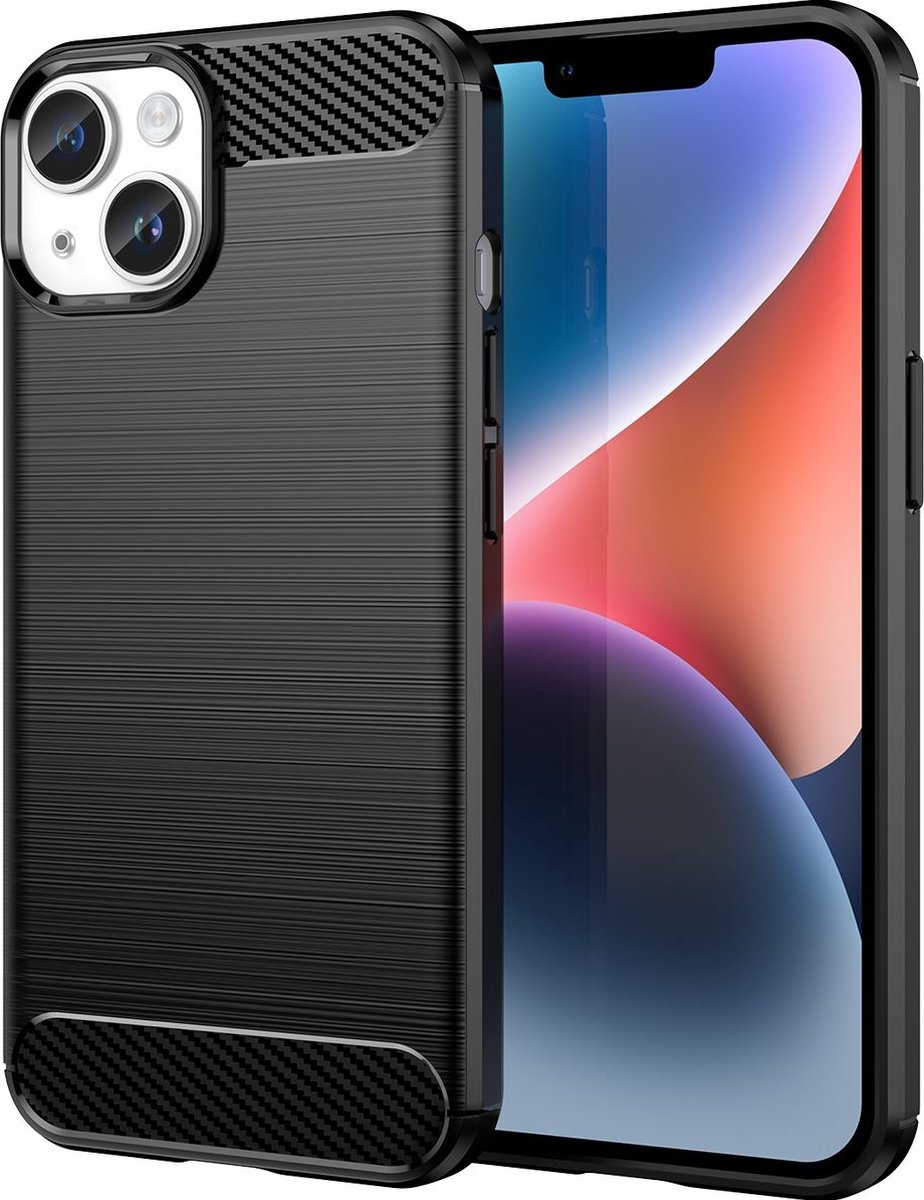Mobigear Hoesje geschikt voor Apple iPhone 15 Telefoonhoesje Flexibel TPU | Mobigear Brushed Slim Backcover | iPhone 15 Case | Back Cover - Zwart
